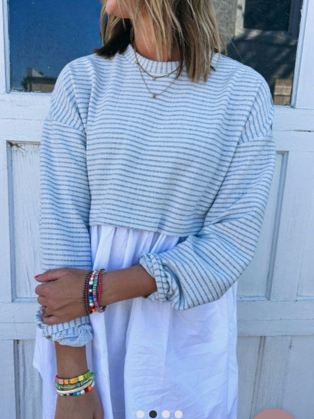 Light Blue Striped Mini Dress Size M